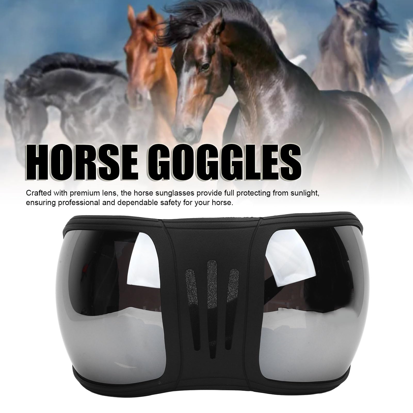 Socobeta Gafas para Caballos, Material Plástico Correa Ajustable Diseño Protector Gafas Deportivas para Caballos para Suministros de Arneses