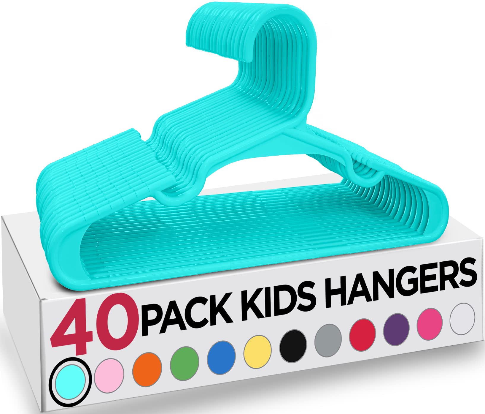 Utopia Home 40 Pack Kids Hangers - 11.5 Inch Plastic Baby Hangers for Closet - Childrens Hanger for Clothes & Infant Hanger for Closet - for Everyday Standard Use (Teal)