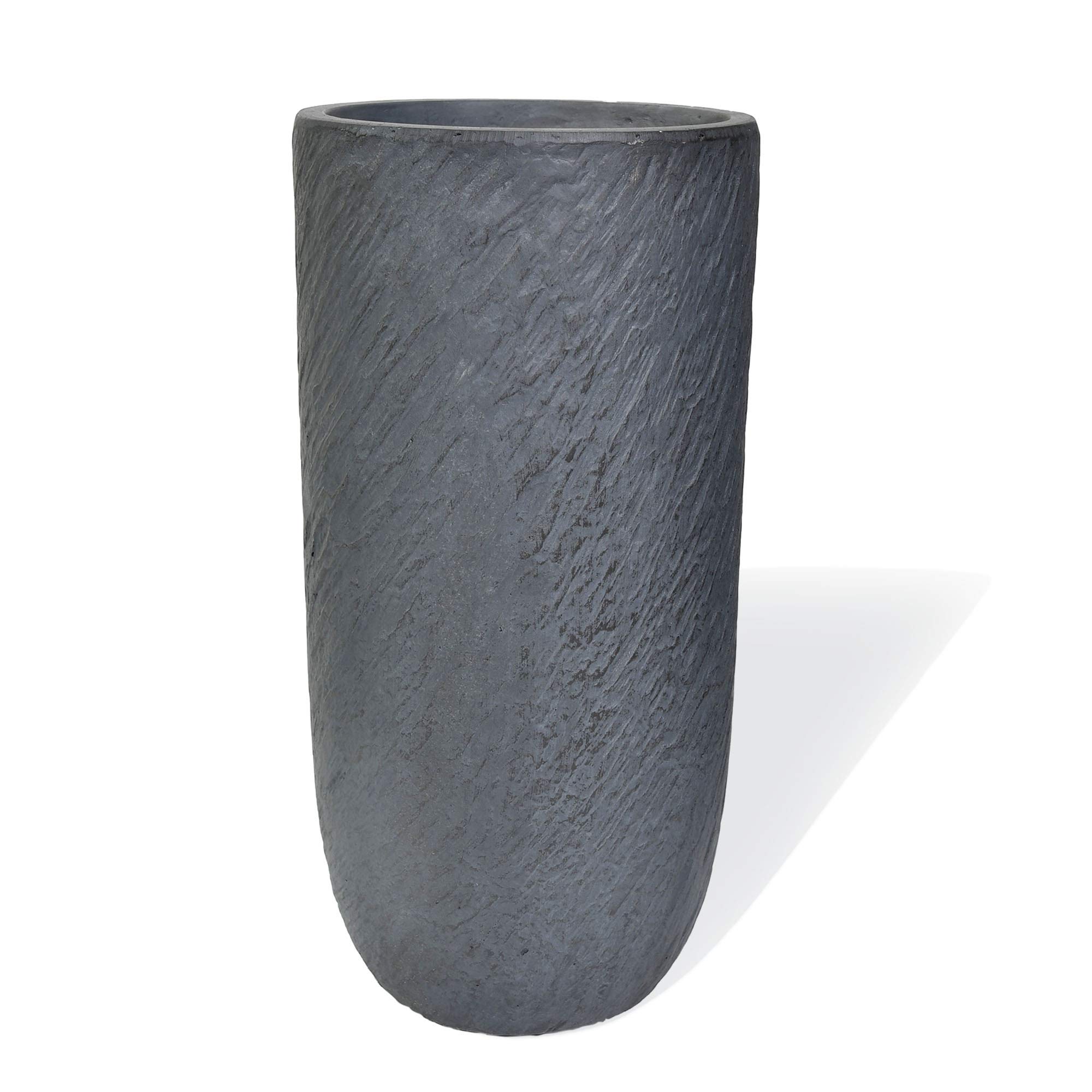 Köhko® Blumenkübel Pflanzkübel aus Fiberglas Pflanzübertopf ø24xH49 cm Anthrazit Rund Übertopf