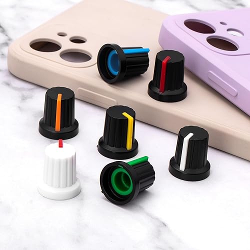 Miniatura 7 de CustomyLife 28 pomos de potenciómetro de eje moleteado de 0.236 pulgadas, perilla giratoria de tono de volumen de guitarra de plástico, perilla de