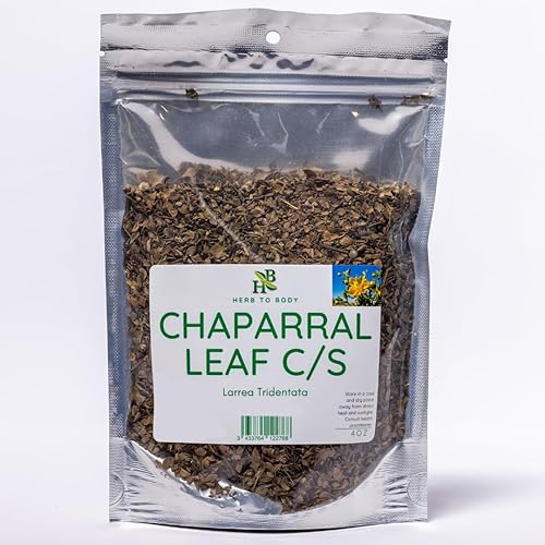 Herb To Body Corte y tamizado de hojas de hierbas de Chaparral, 4 onzas, Larrea Tridentata para té de hierbas, té de chaparral, tinturas, extractos