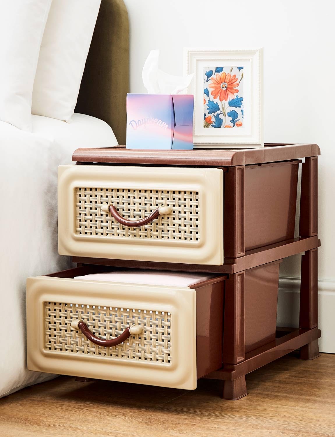 Chums Lattice Effect Storage Drawer Units (3, 4 or 5 Drawers) Strong Frame & Easy Assembly Brown