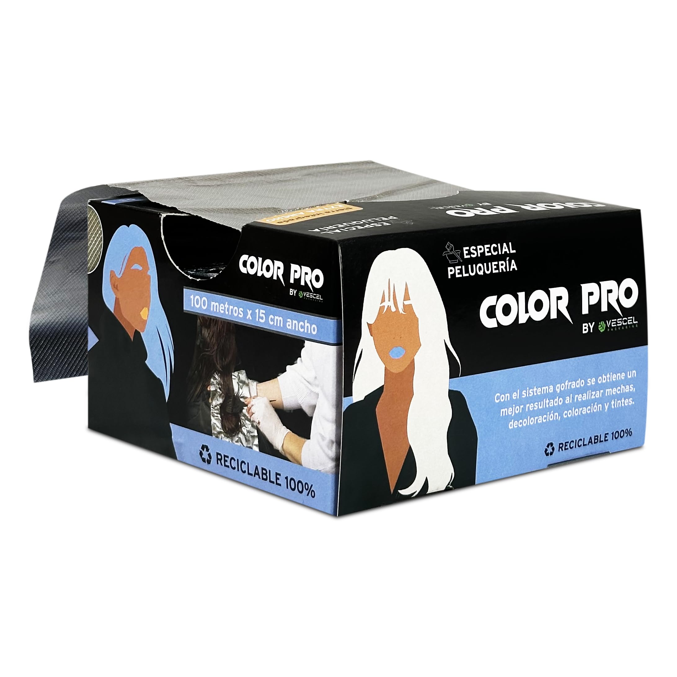 Papel Aluminio Peluquería Profesional 15 cm x 100 m | Papel Aluminio para Mechas, Decoloración, Coloración y Tintes (2 unidades)