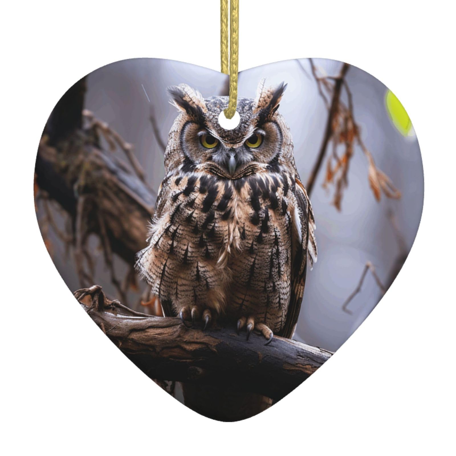 Fodpand Women's White Owl On A Branch Christmas Ornaments 2025, Gift Exchange For Men, Collectible Ceramic Ornament Heart Hanging Ornaments For Christmas Tree Decoration