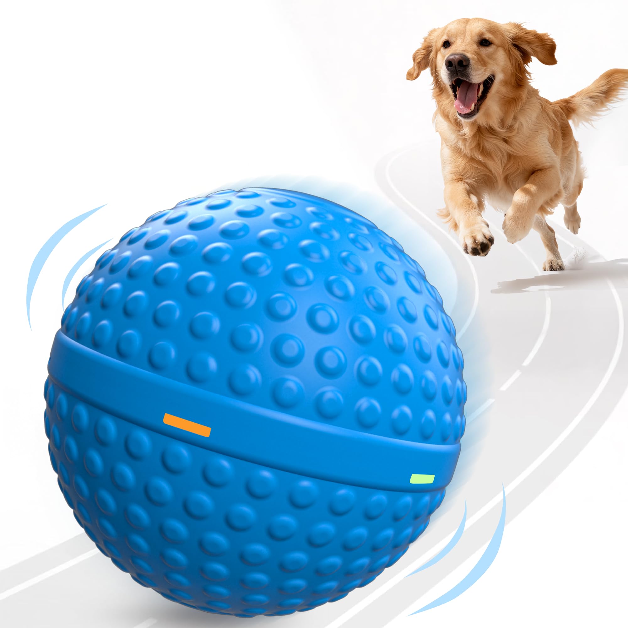 SNOYWEN Smart Interactive Dog Balls, Durable Food-Grade Rubber Material, Automatic Moving, Bouncing, Rotating Toy with Light for Medium, Large Dogs,