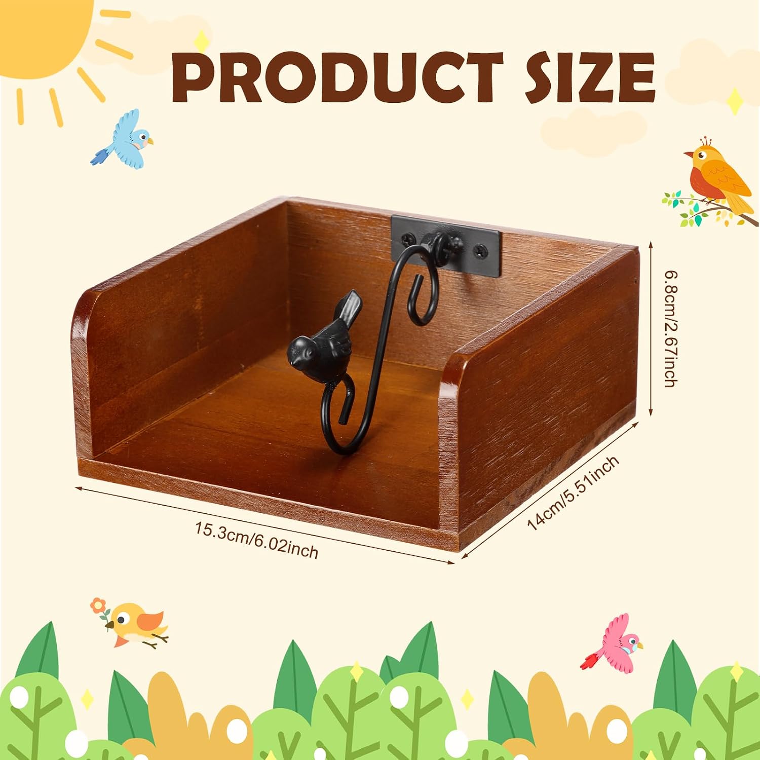 Hoteam Napkin Holders for 5" x 5" Paper Weighted Farmhouse Windproof Napkin Holder for Table Wood Cocktail Paper Dispenser Stand Iron Bird Arm for Home Kitchen Dining Countertop Bar Restaurant