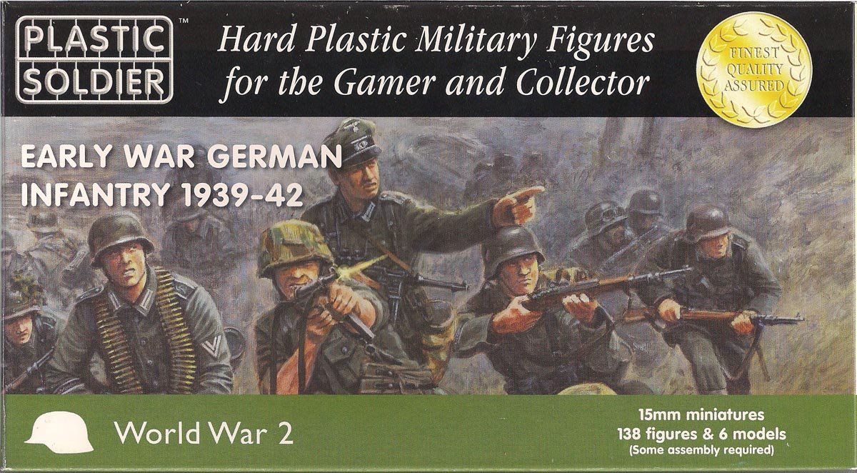 Plastic Soldier Green Early War German Infantry 1939-42 - 15Mm Hard Plastic Miniatures