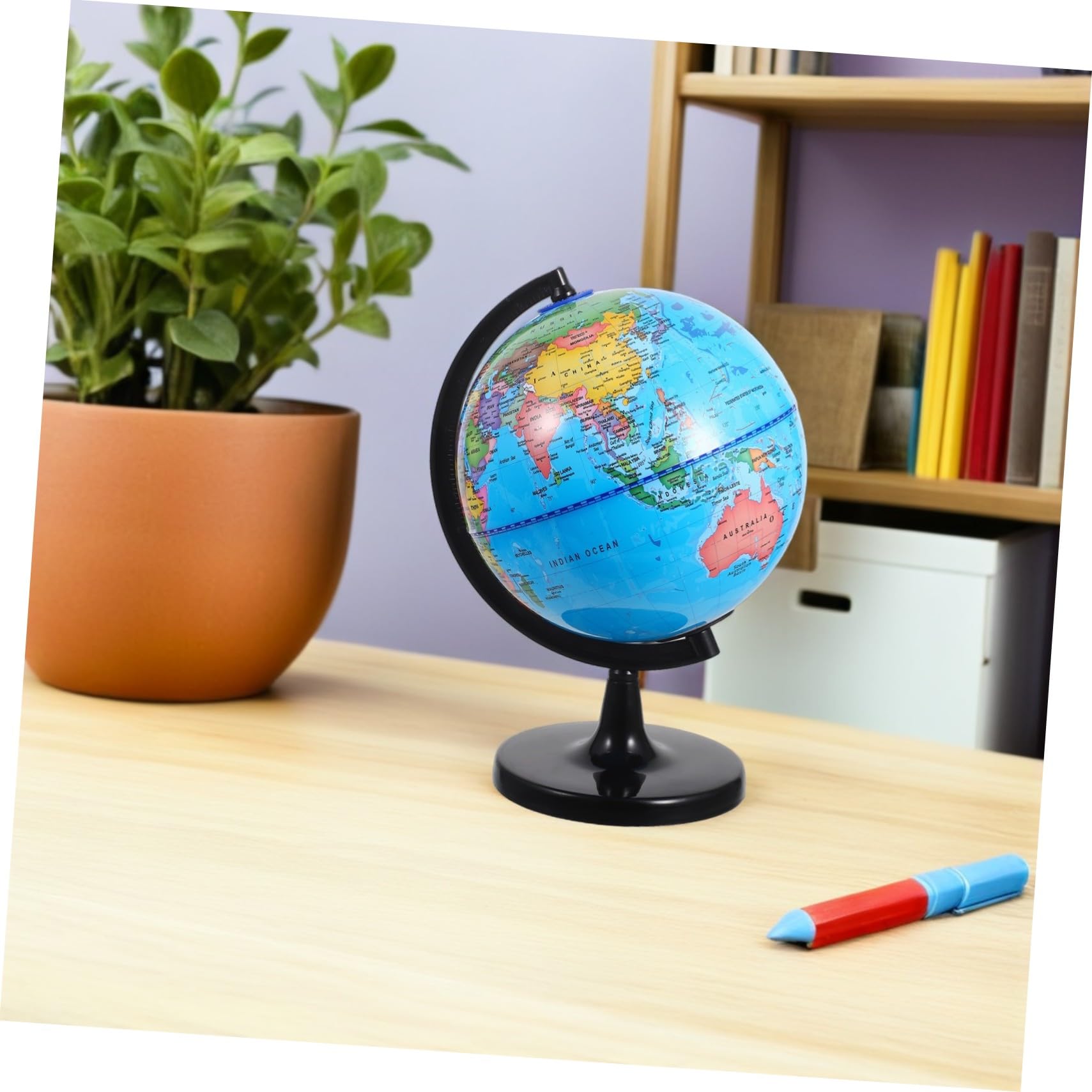 Globo Terráqueo Educativo Infantil con Geográfico Detallado Giratorio Material Resistente y Base Estable para Escritorio Aula y