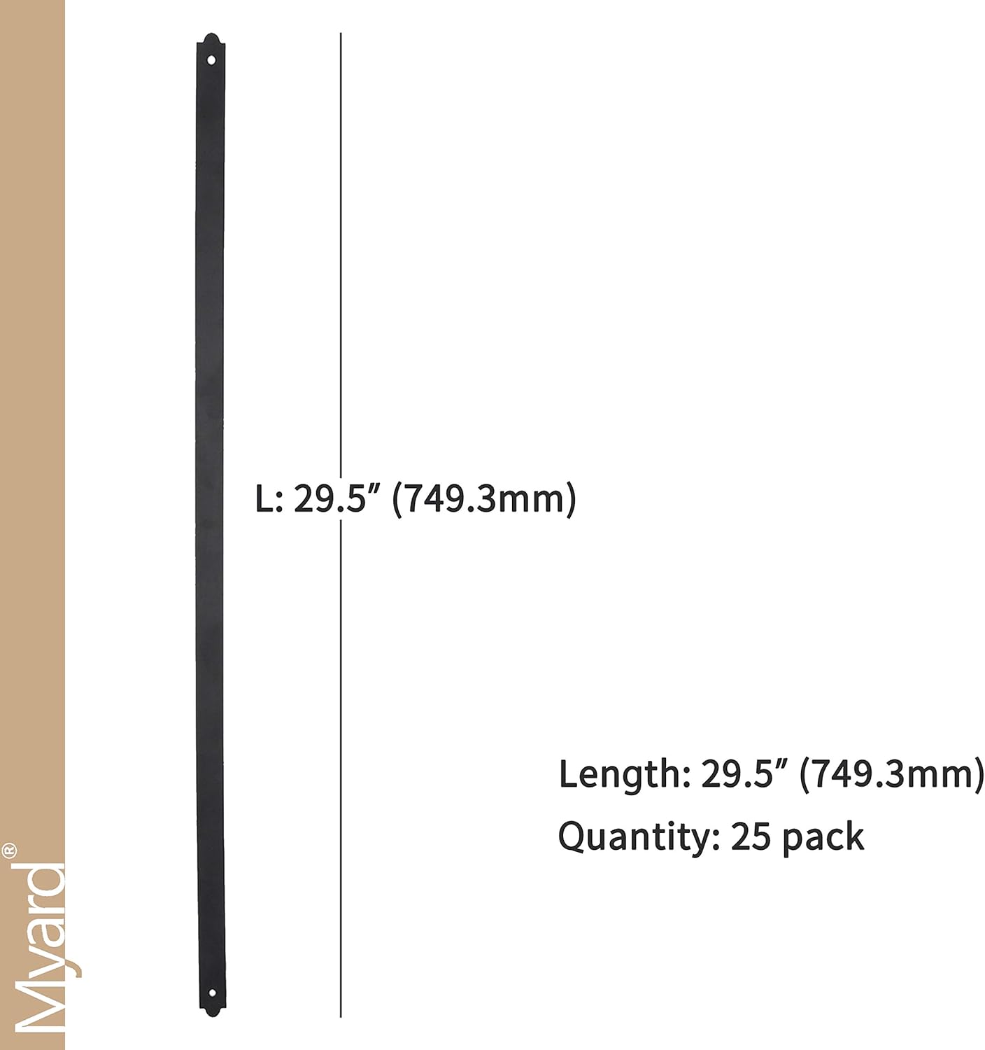 Myard 29-1/2インチ ヘビーデューティー フラット ストレート 鉄 バラスター ウッド コンポジット フェイスマウント デ