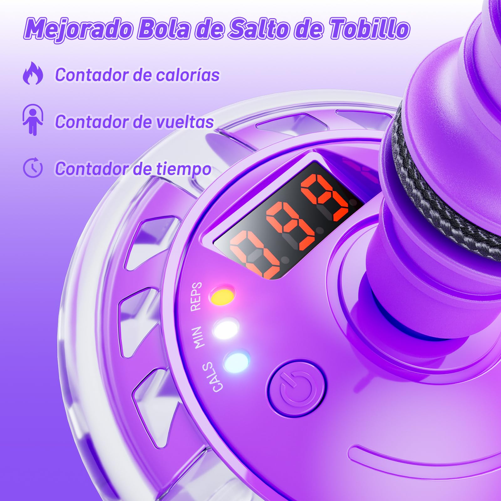 Bola de Salto de Tobillo Juguete Niña 6 7 8 9 10 11 Años Recargable Skip It Luminoso Regalos Juegos Niñas Bola Saltarina para Niños con Conteo de Vueltas Conteo de Calorías Conteo de Tiempo Violeta