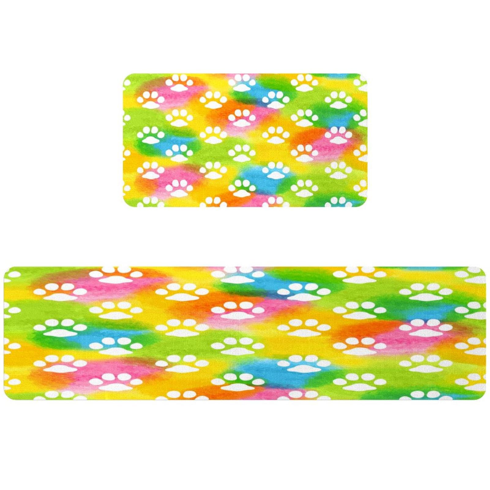 Lot de 2 tapis de cuisine antidérapants lavables absorbant animaux
