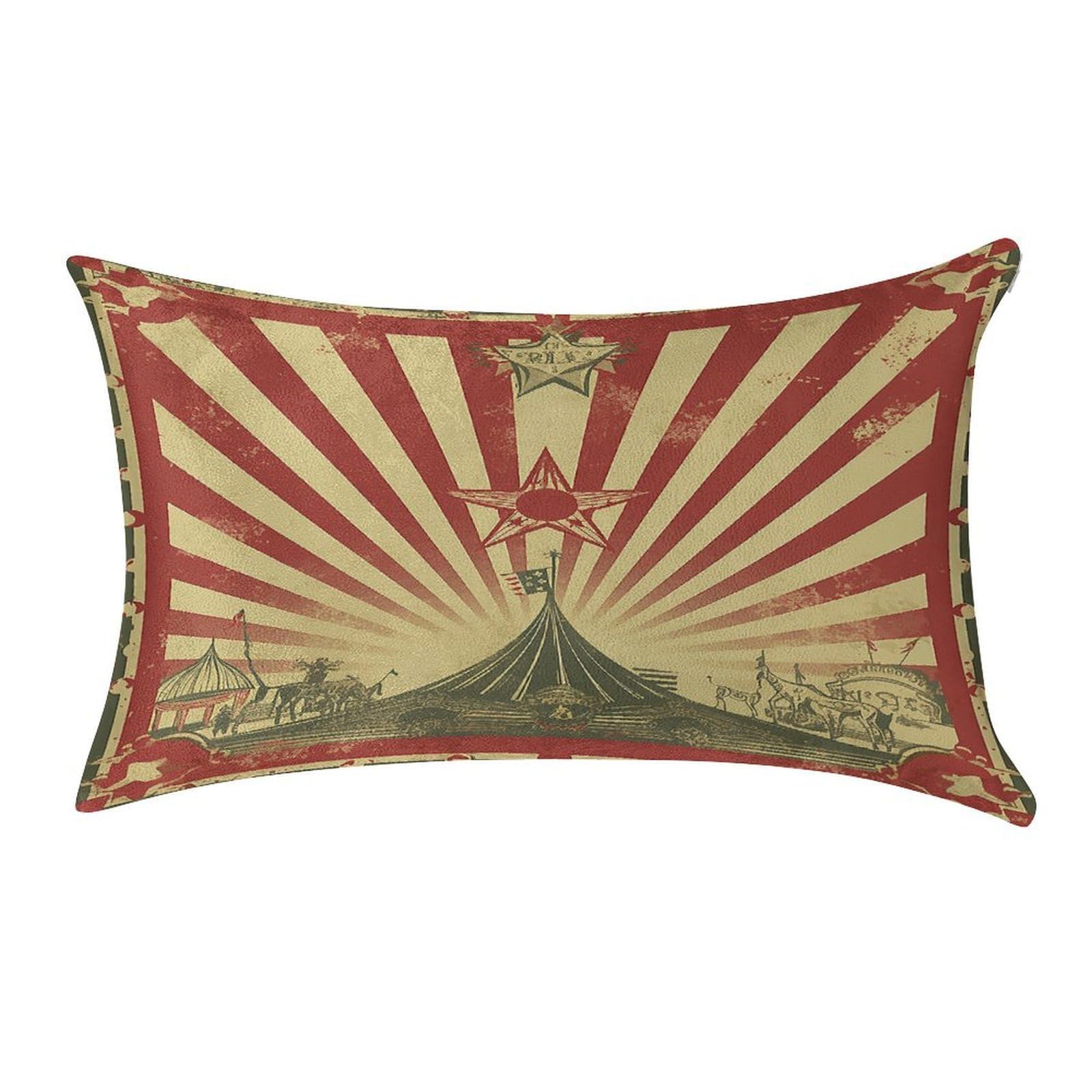 VstaDank Vintage Circus Background Throw Pillow Cover 12"×20" Ultra Soft Pillowcase Cozy Lumbar Pillow Shell Gold Velvet Exquisite Decorative Cushion Sham Protector for Couch Sofa Bedroom