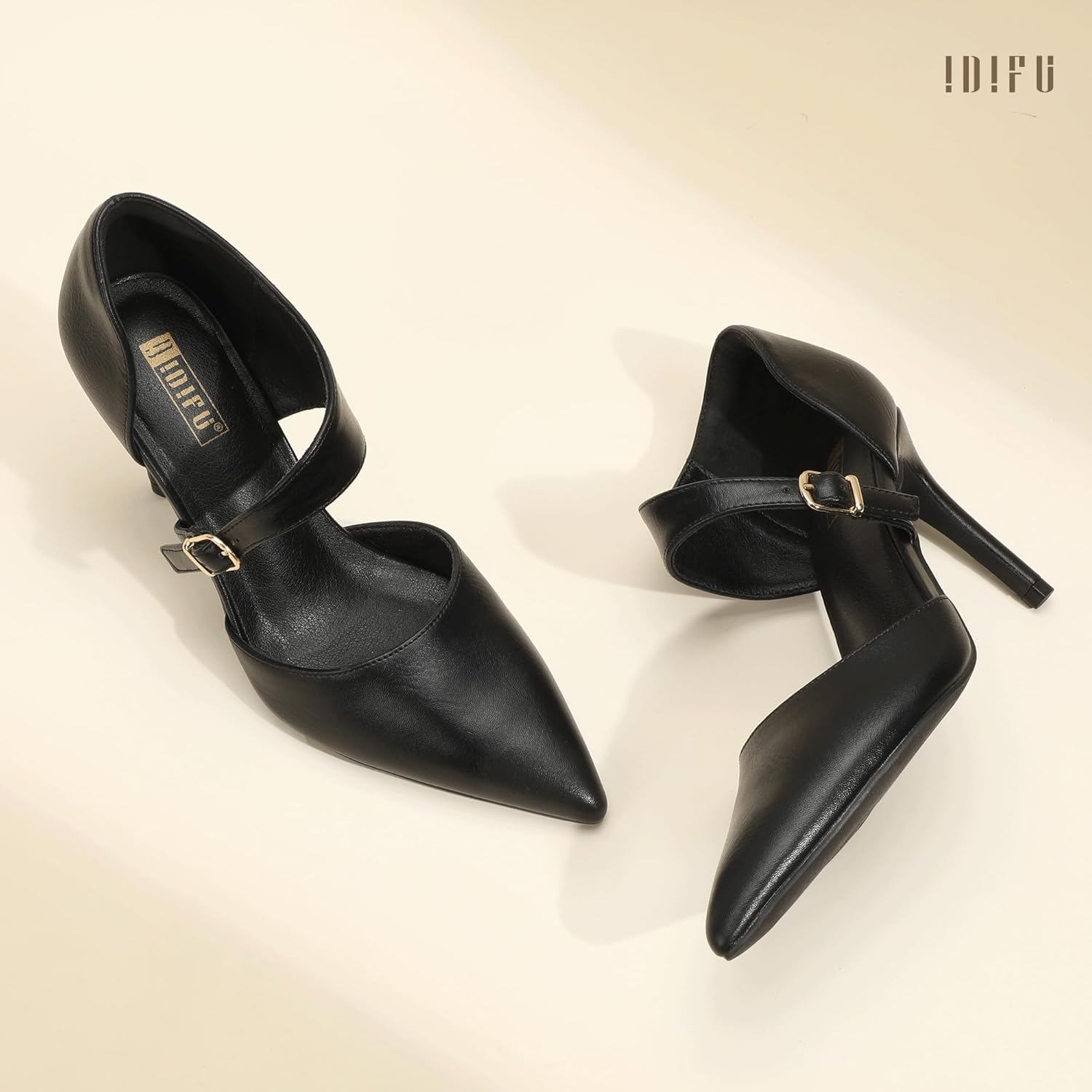 IDIFU Women's High Stiletto Heels Pumps Pointed Toe Heels Closed Toe Pumps with Elegant Metal Buckle Comfortable Office Wedding Dressy Shoes - Image 6