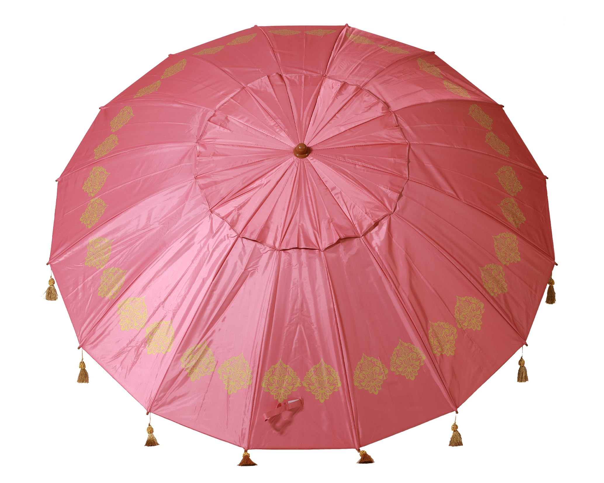 Atosa Strandschirm Ø 180 bis 240 cm aus Aluminium Orientalisches Modell mit Fransen mit LSF 50+, korallenrot, 240 cm, Sonnenblende