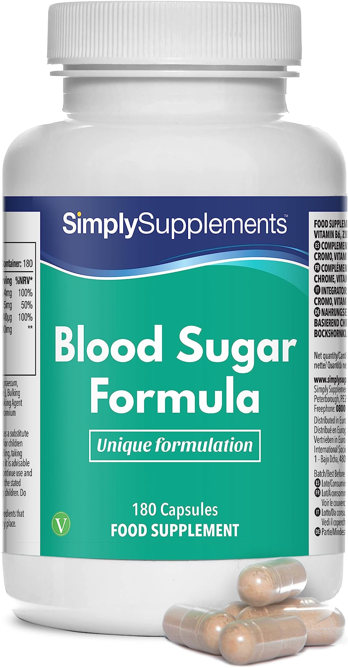 Blood Sugar Formula | Supports Healthy Blood Glucose Levels | 180 Capsules = 2-Month Supply | Fenugreek, Vitamin B6, Zinc & Chromium | GMP-Certified & UK-Made