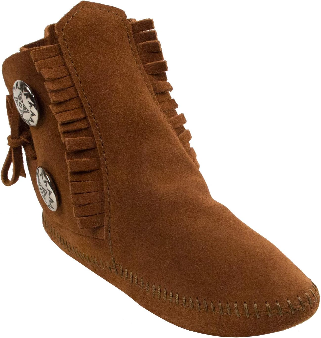 Women's Two Button Ankle Boot,Soft Leather Sole Brown,10 M US