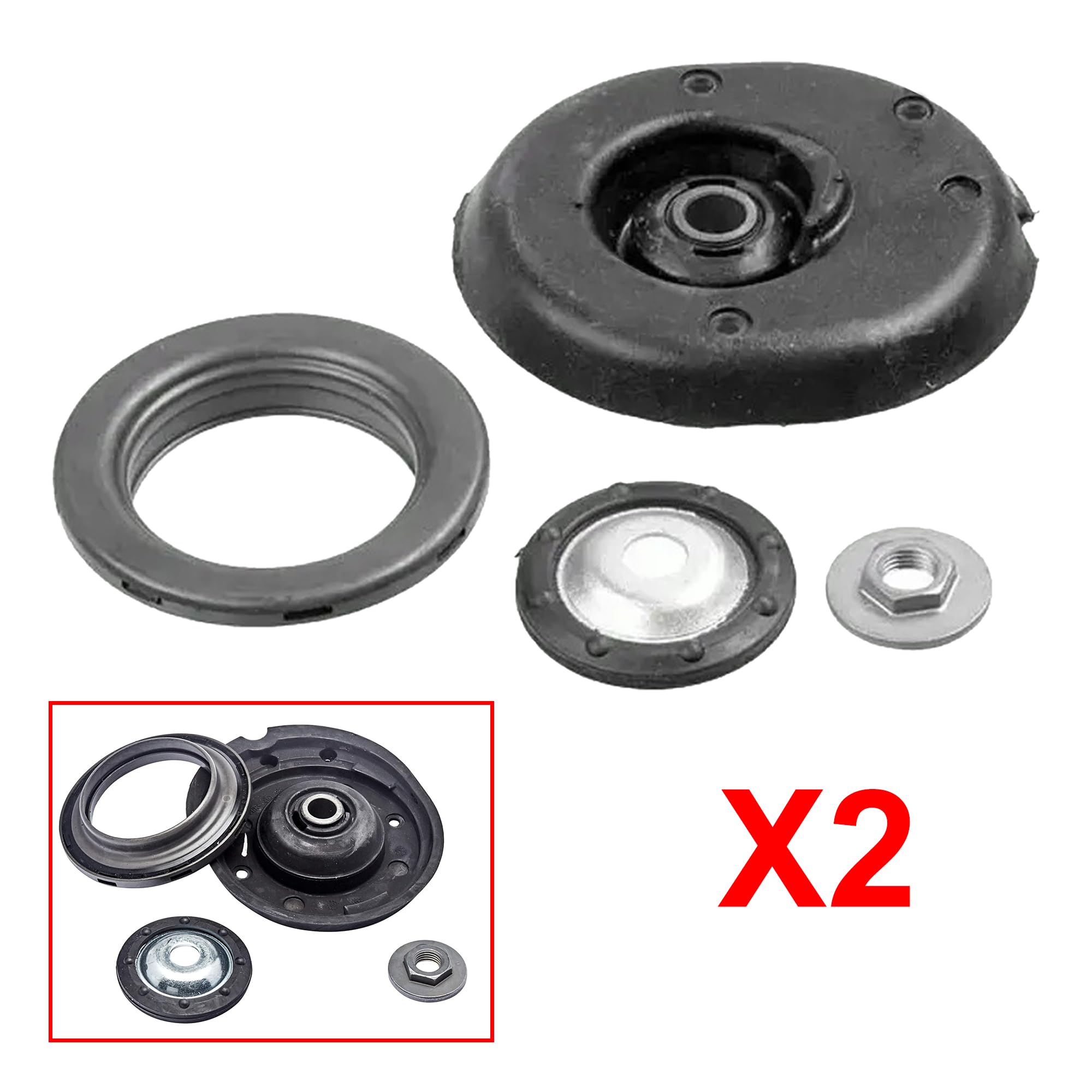 Partsline (Lot de 2) Kit Coupelle avec Roulement d'Amortisseur Avant compatible avec C2, C3, 1007 1.1 1.4 1.6 - Réf 9652351280