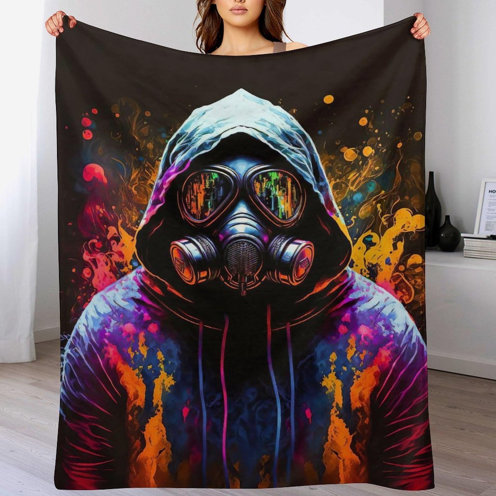 Couverture Homme masqué en flannel douce | Plaid lit et canapé 150x200
