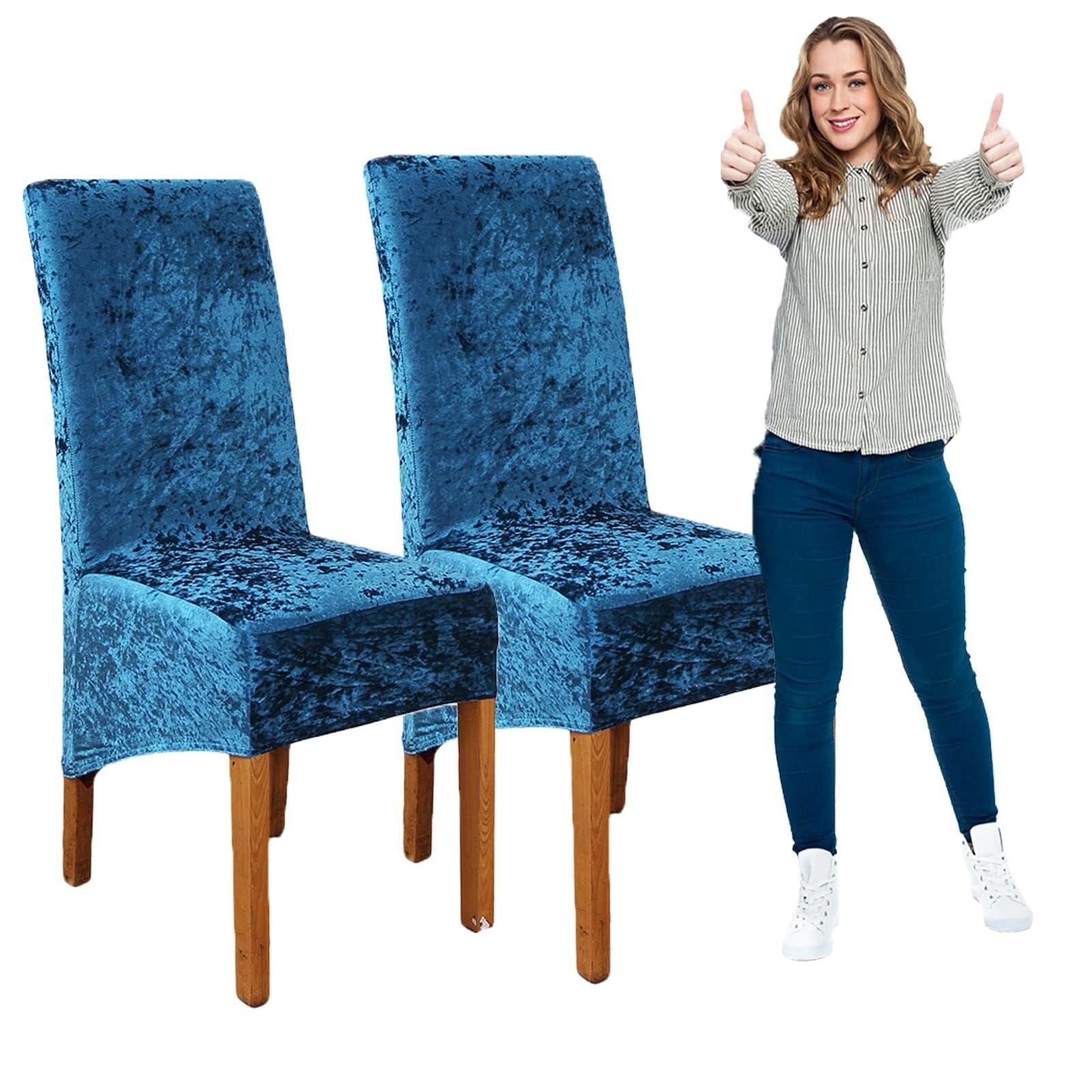 NMVAWIPT Crushed Velvet XL Dining Chair Covers, Elastic Stretch Protective Slipcovers, Ideal For Hotel, Wedding Banquet, Party(#11,2pcs)