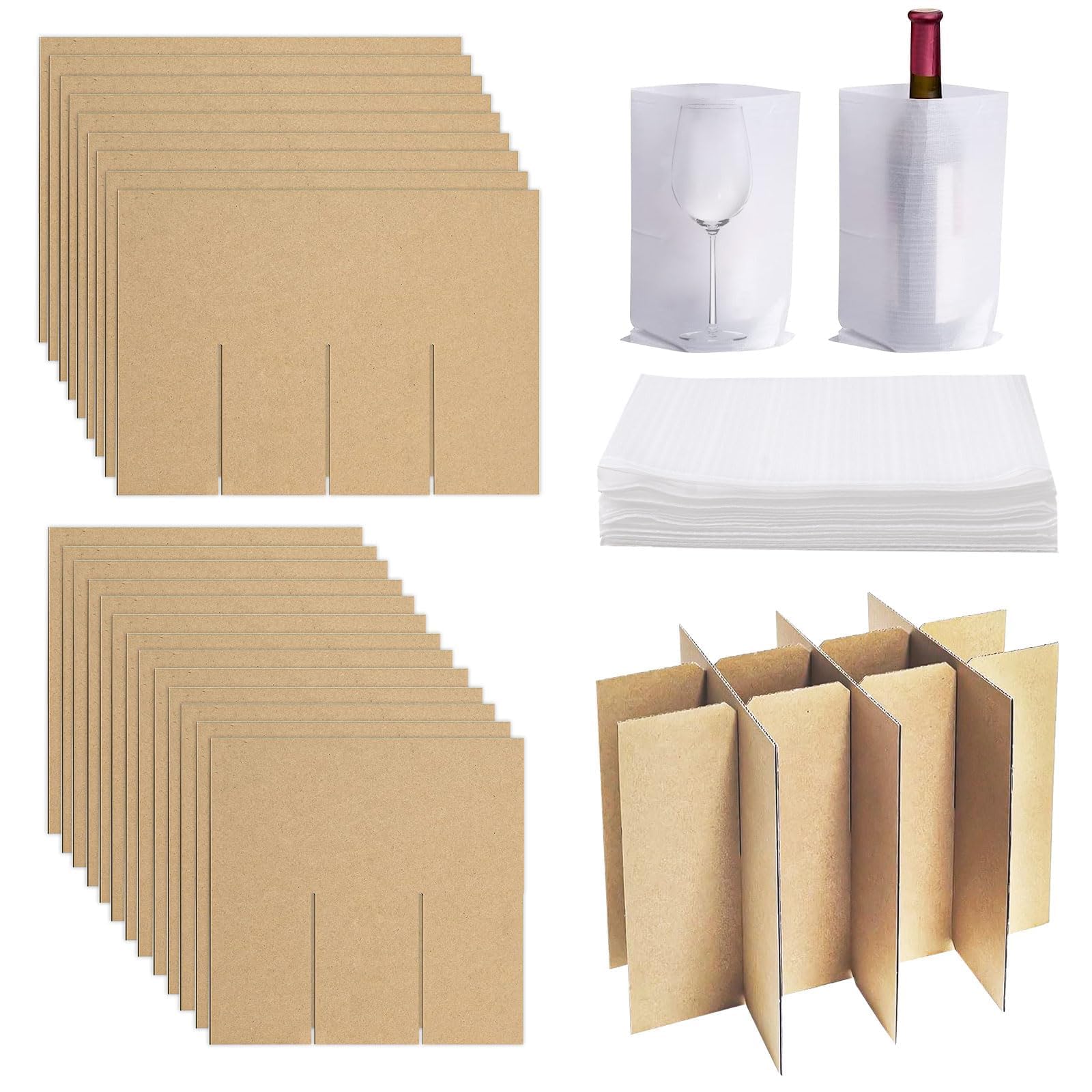 Cartons Déménagement Verres 40x30x30 cm Lot 20 Cartons 48 Sacs Mousse pour Verre, Vaisselle, Bouteilles Fragile