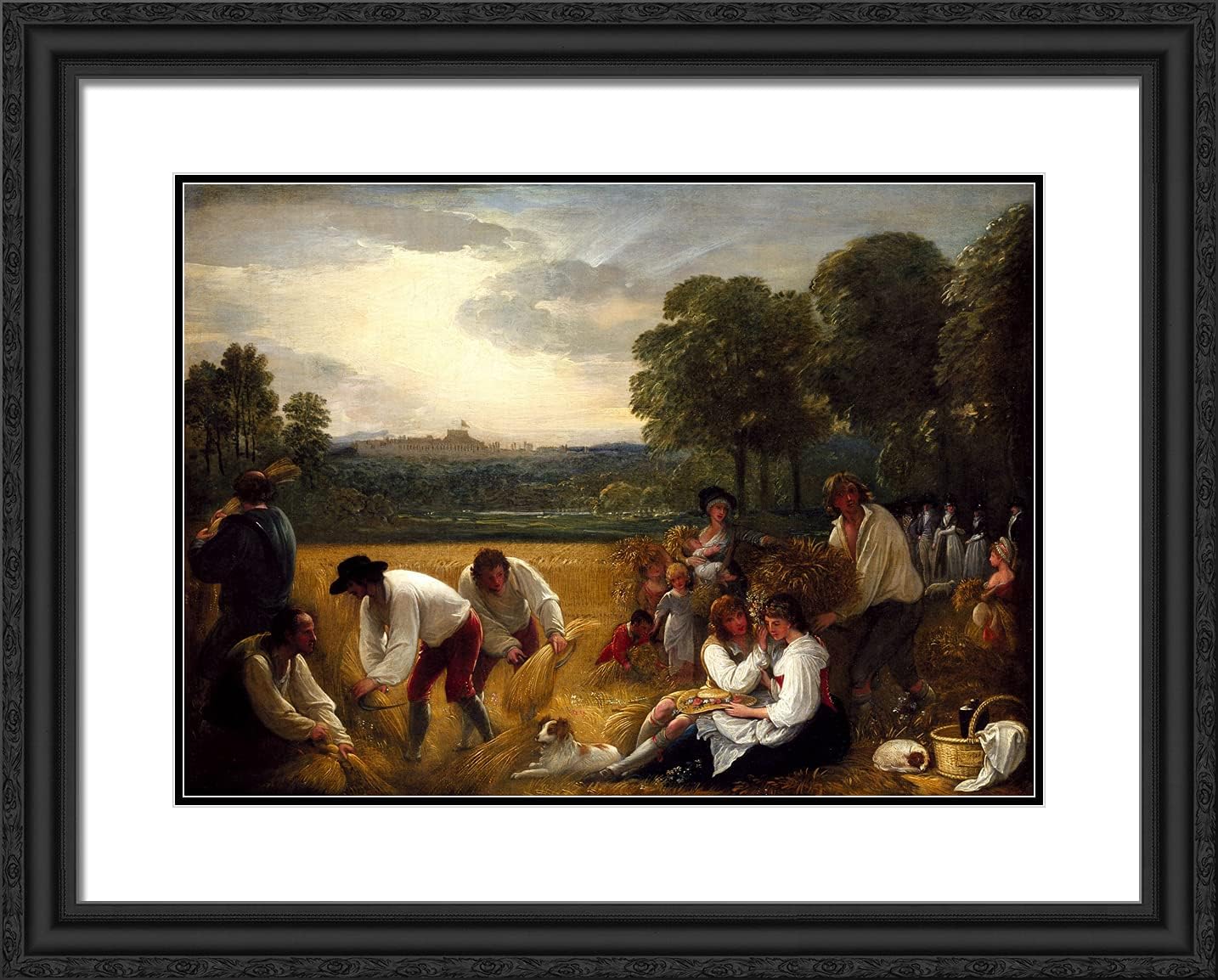 ArtDirect West, Benjamin 24x20 Black Ornate Framed Art Print with Double Matting Titled: Harvesting at Windsor