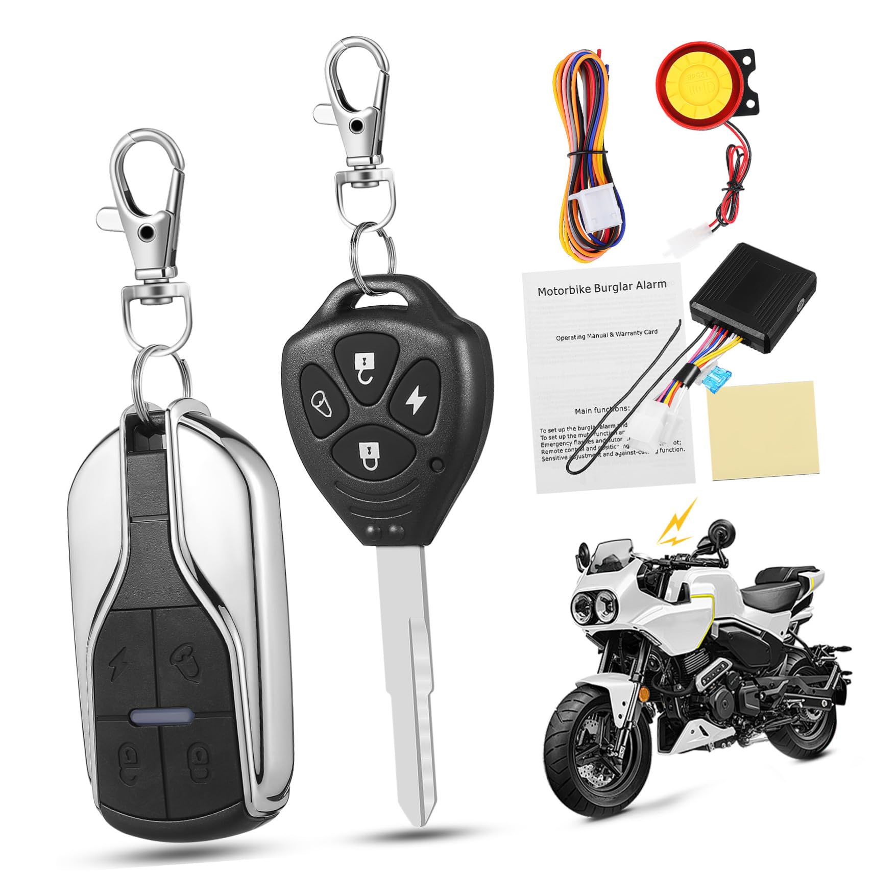 Mikinona Allarme Antifurto per Motocicletta con Avviamento Remoto e Localizzatore per Scooter Telecomando Multifunzione Basso Consumo Energetico e Protezione Immediata Contro i Furti