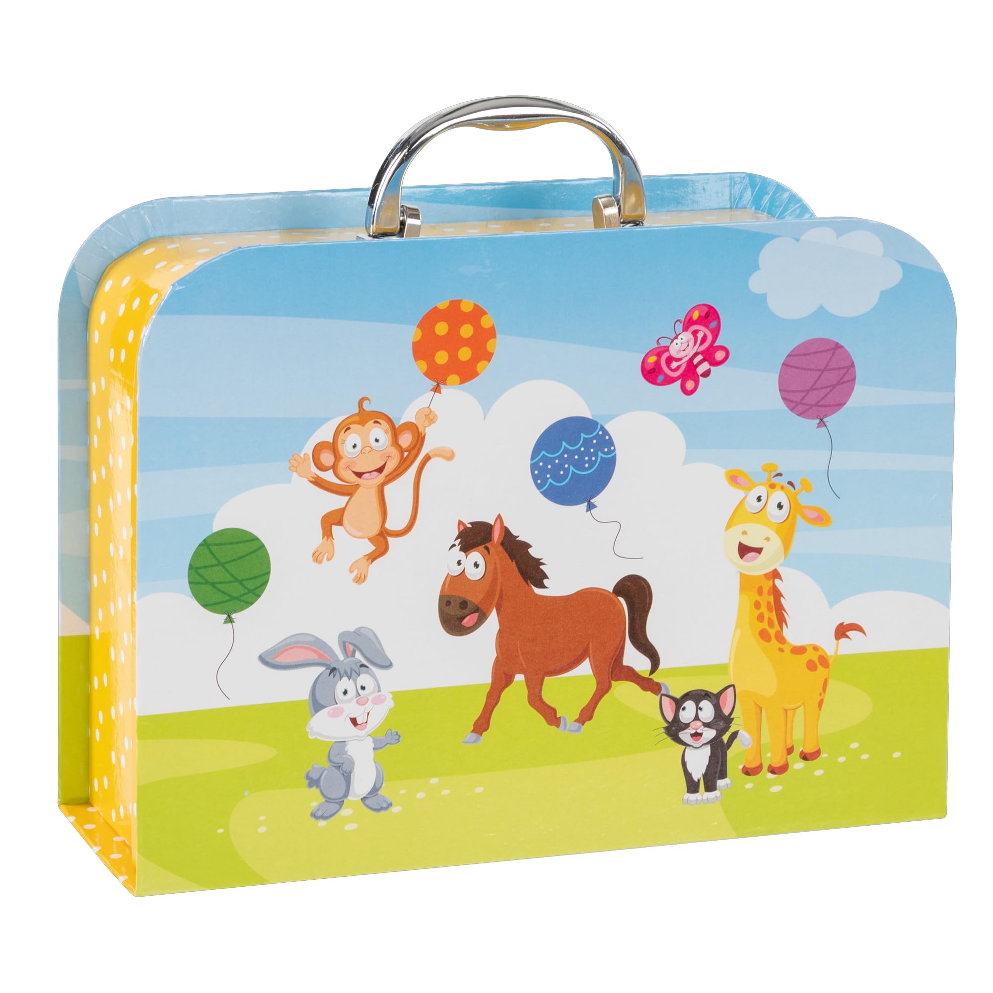 Idena 31915 Children's Suitcase with Animal Motif, Play Case with Metal Handle, Approx. 26.5 x 19.5 x 8.7 cm, Cardboard Case with Metal Clasp