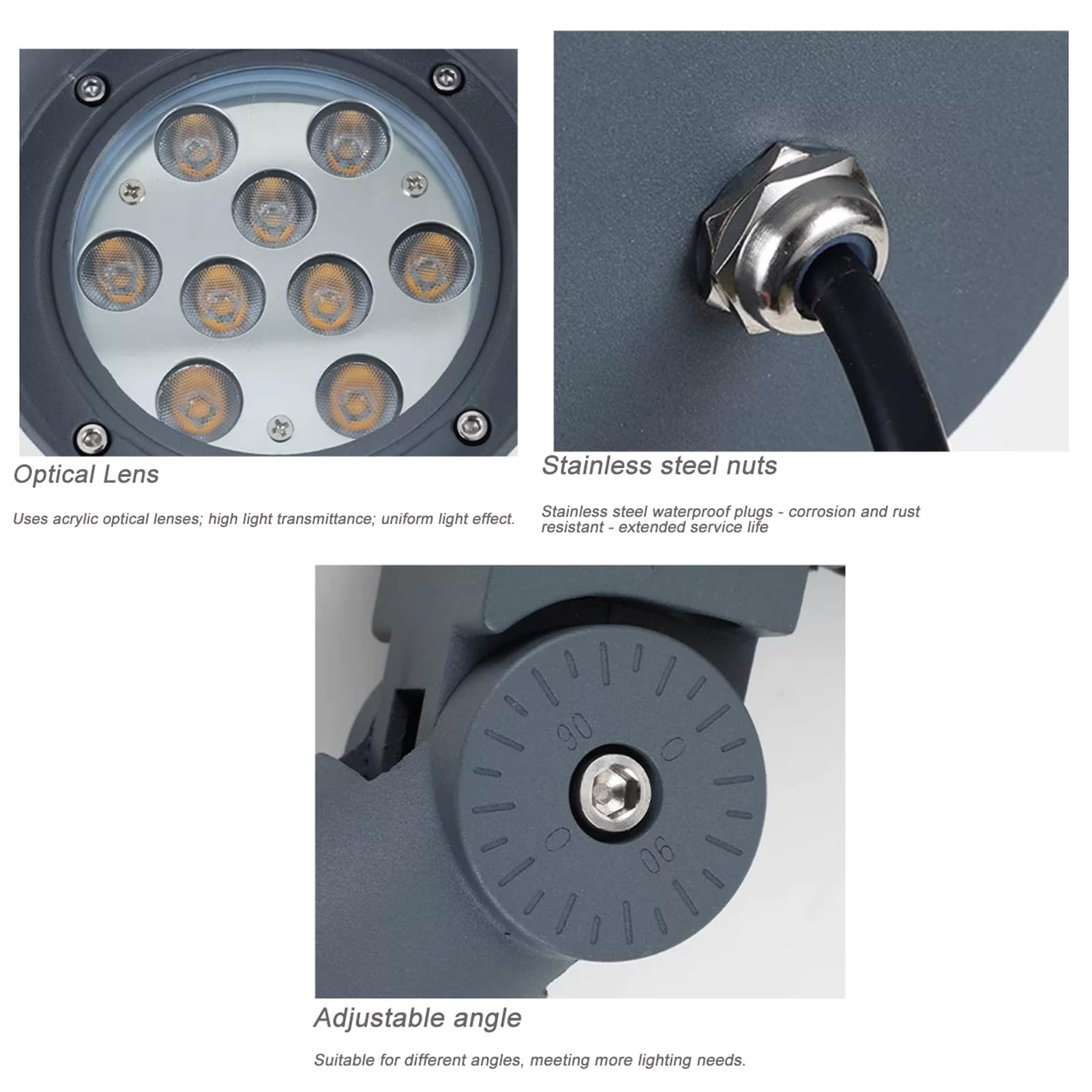 Foco LED Impermeable Para Exteriores IP65 - Luces De Jardín Giratorias, Foco LED De Haz Concentrado De 220V, Luces De Proyección Para Árboles En Paisajes