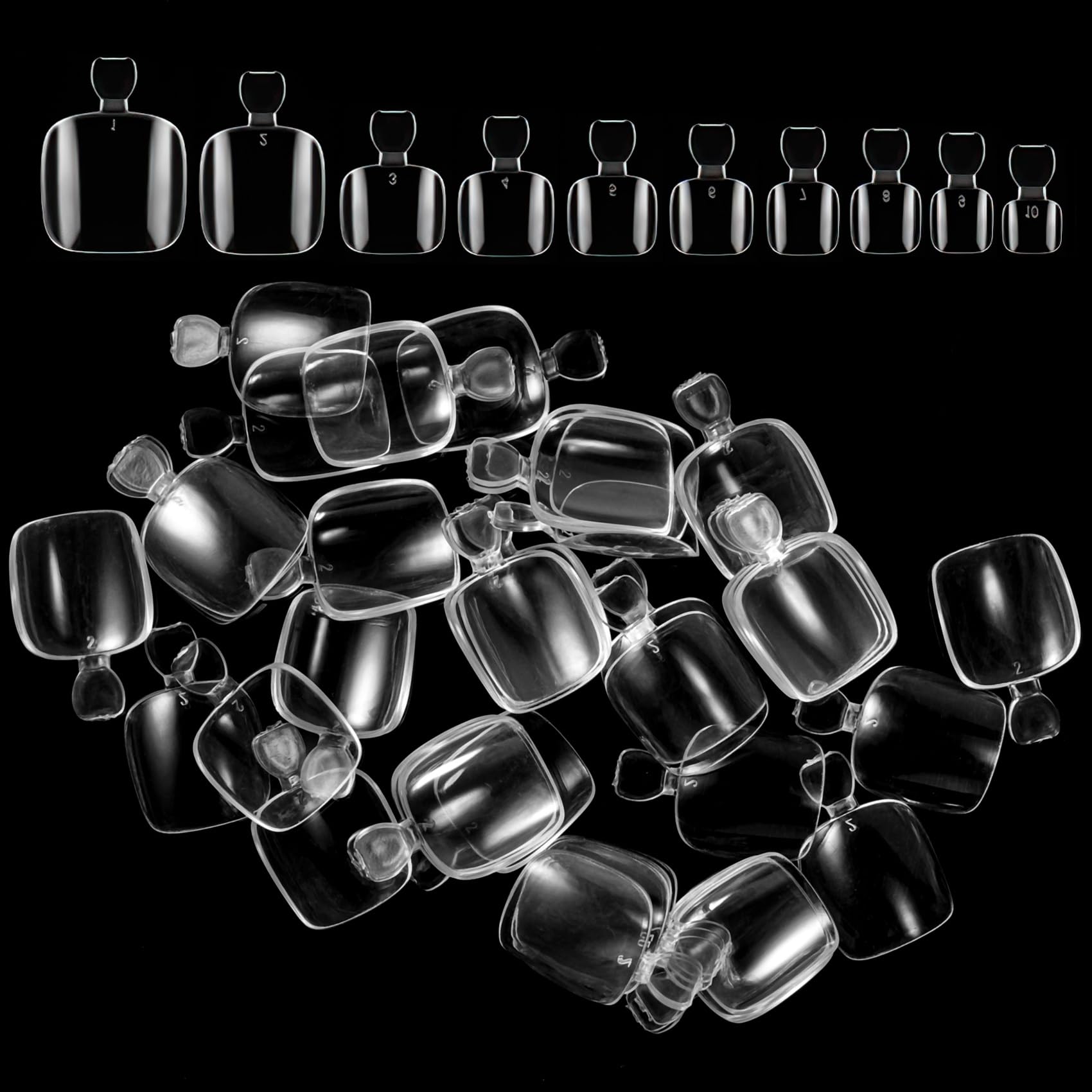 Kailund Toe Nails Tips, 500Pcs Short Toe Nail Tips in 10 Sizes, ABS Press on Toe Nails Clear for Nail Salon DIY Nail Art, 10 Sizes