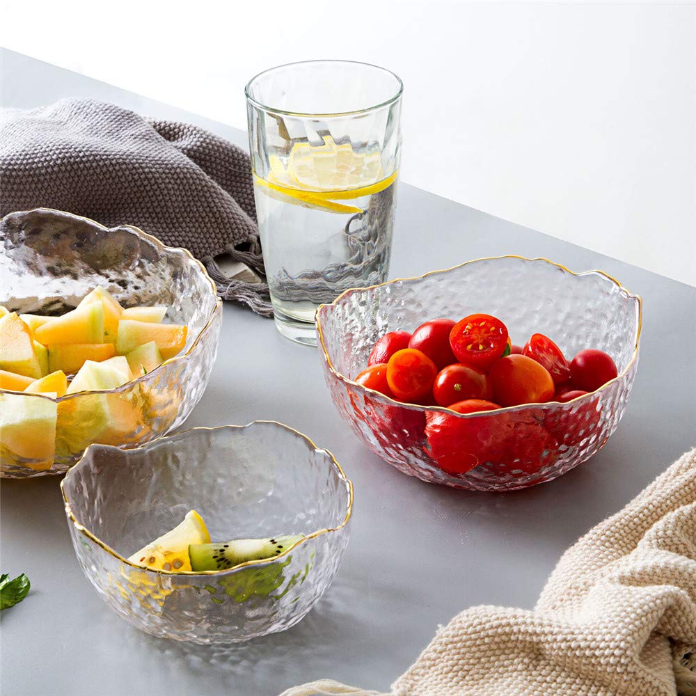 Salatschüssel, Abendessenschüsseln, Ramenschüsseln, Glas-Rührschüssel-Set, 3 Stück Allzweck-Salat-Servierschalen, für Suppe, Popcorn, Snack, Obst, Nudeln, Haferflocken, Frühstück