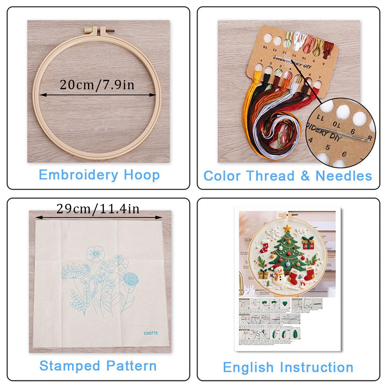 TYXHXTF Kit Broderie Point De Croix Noël Pour Débutants - Père Noël DIY Starter Kit