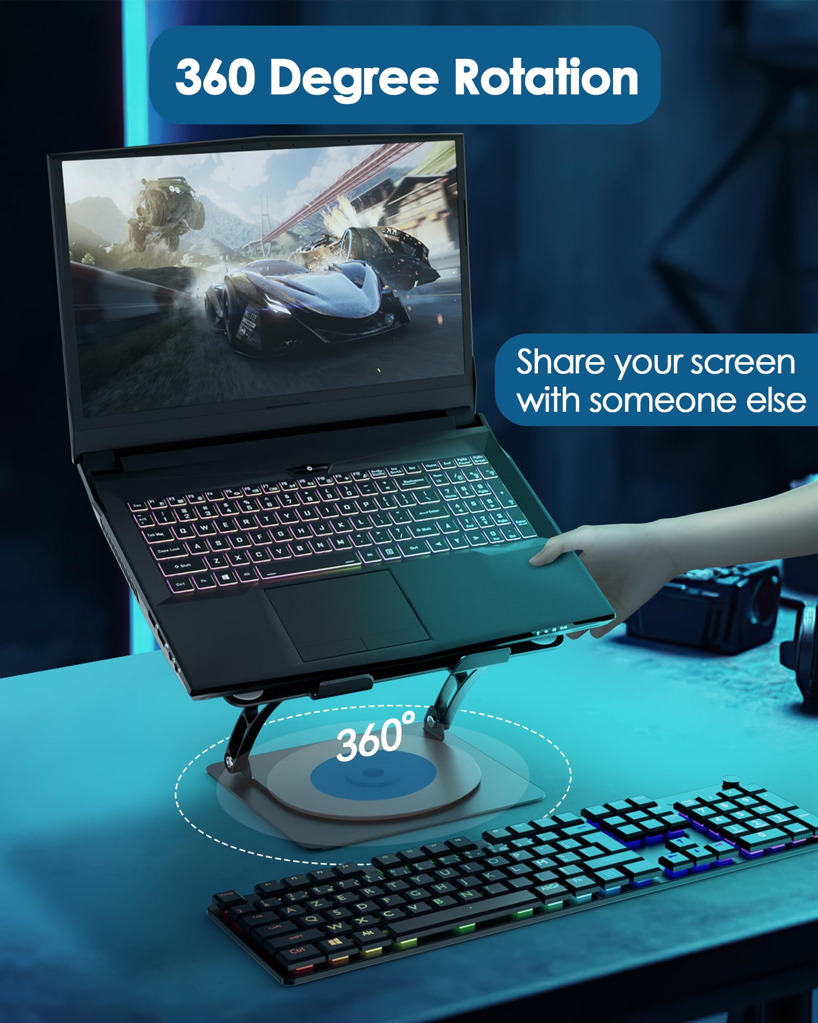 Supporto di raffreddamento per computer portatile con ventola a 3 velocità, T628G max argento