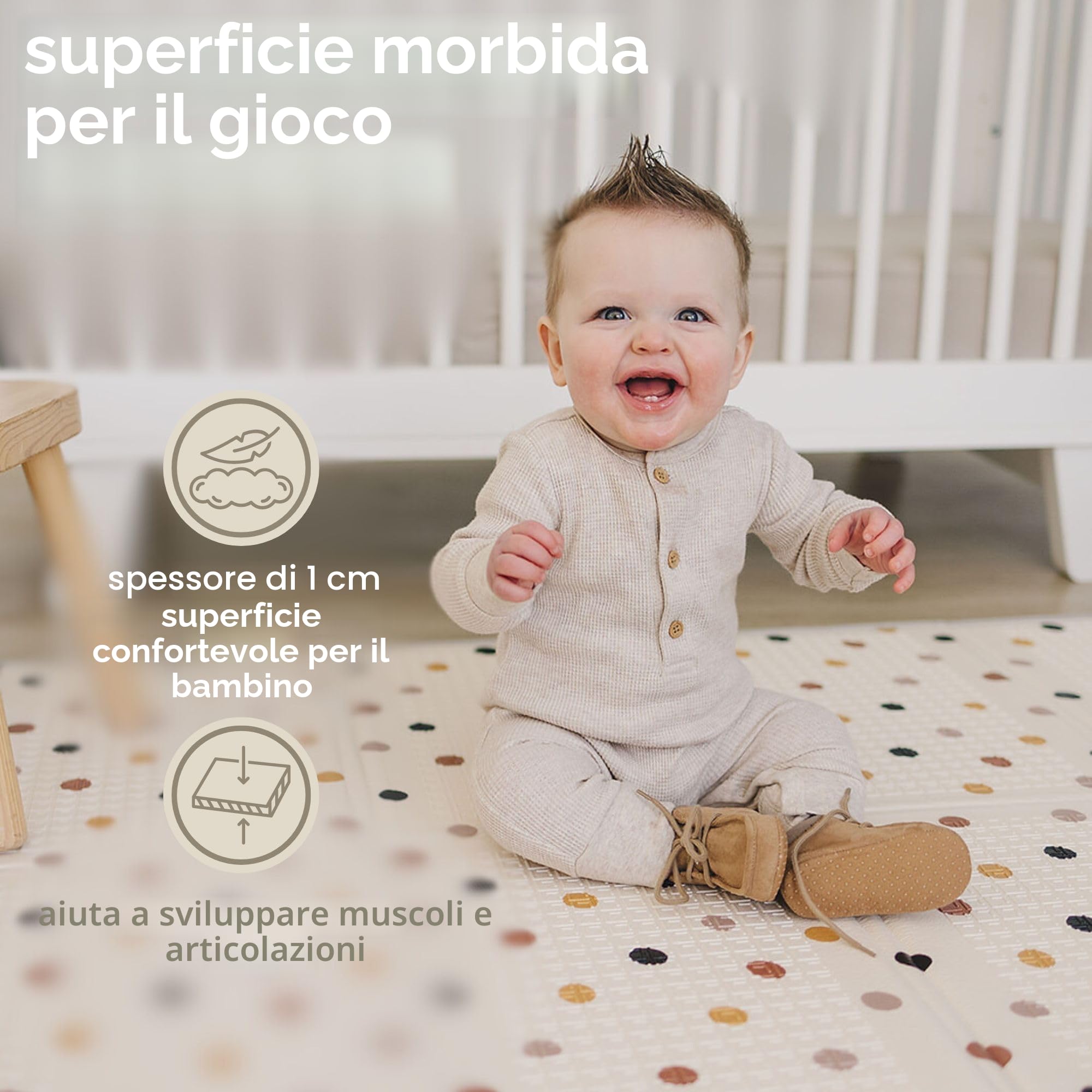 Bubba Bear Tappetino da gioco in schiuma per bambini, tappetino da gioco pieghevole opaco per bambini e neonati, grande tappetino imbottito impermeabile per strisciare e giocare, pieghevole, facile da