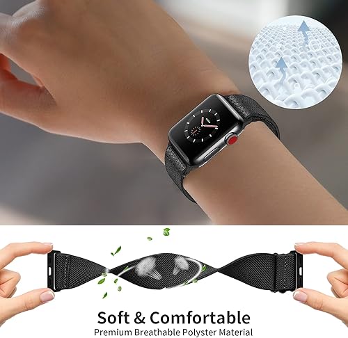 Miniatura 5 de FEIYOLD Paquete de 5 Correa elástica Solo Loop para Apple Watch 38 mm 40 mm 42 mm 44 mm para hombre o mujer Muñequera ajustable deportiva elástica