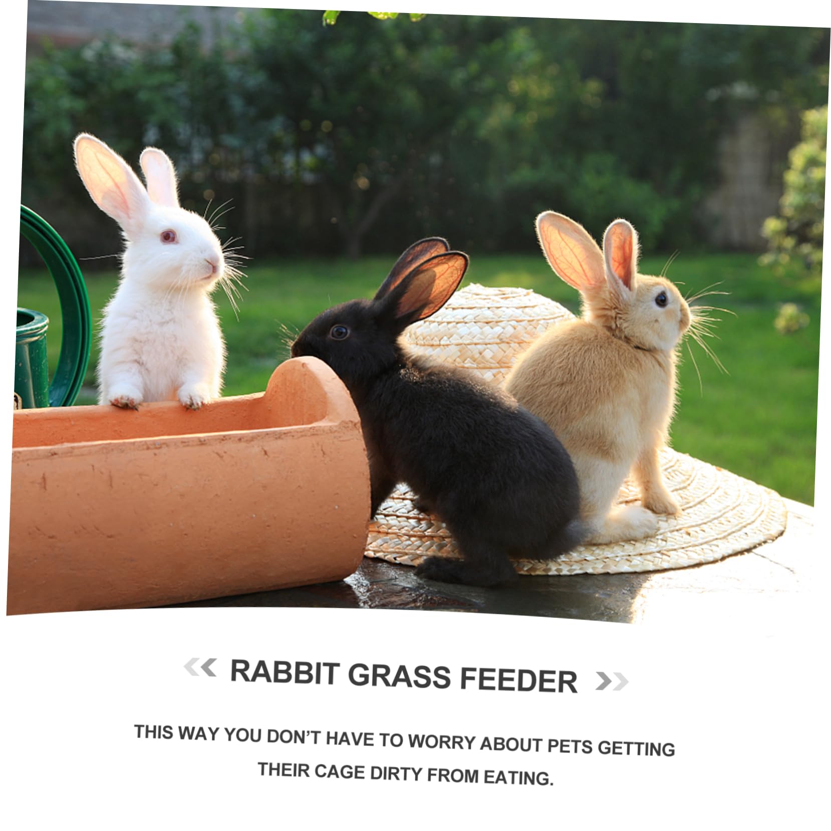 minkissy Futterständer in Khaki Holz für Kaninchen und Meerschweinchen Kaninchen Grasfutterspender mit Abfallreduzierung und Stabilem Halter für Käfige