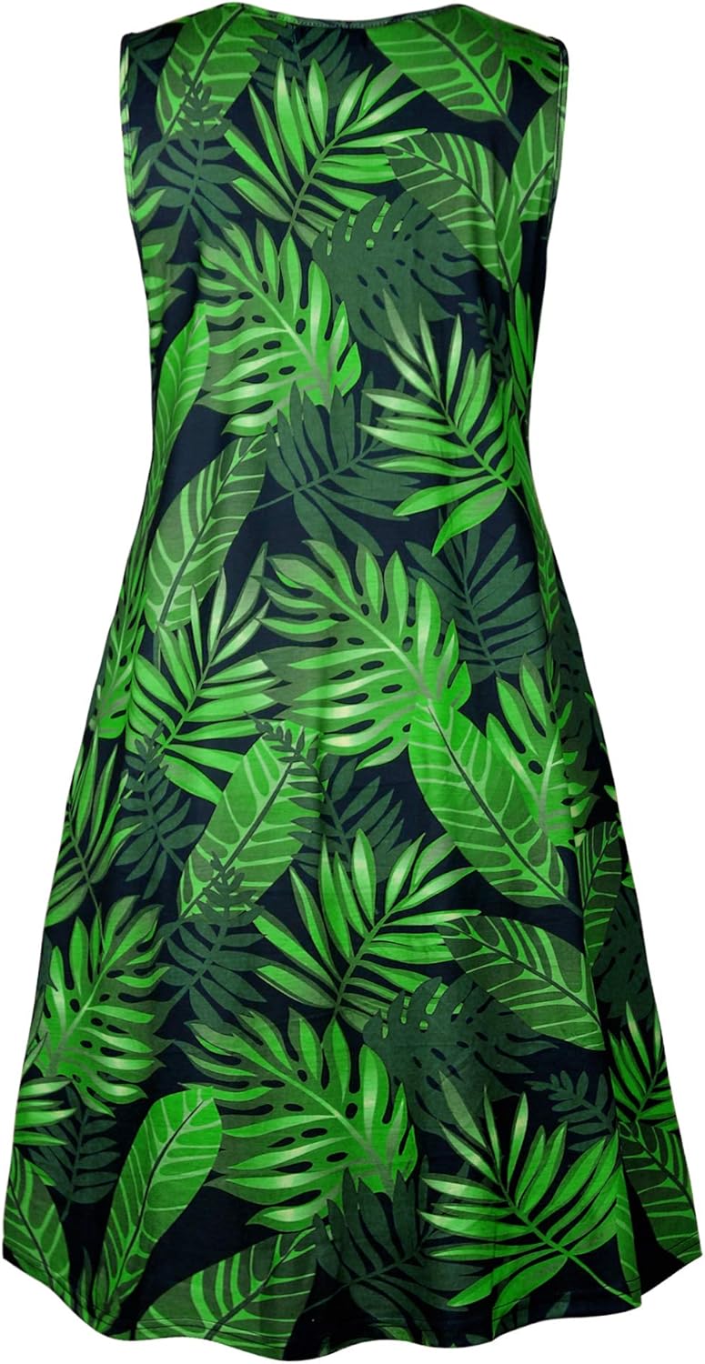 Ivicoer Women's Summer Beach Dresses V-Neck Floral Printed Tank Swing Dress Plus Size with Pocket(L-5XL) - Image 2