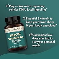 Vista 4 de Dr. Mercola Vitamina B3 de niacina, 90 porciones (270 tabletas), suplemento dietético, mini tabletas, vitamina B esencial, sin OMG
