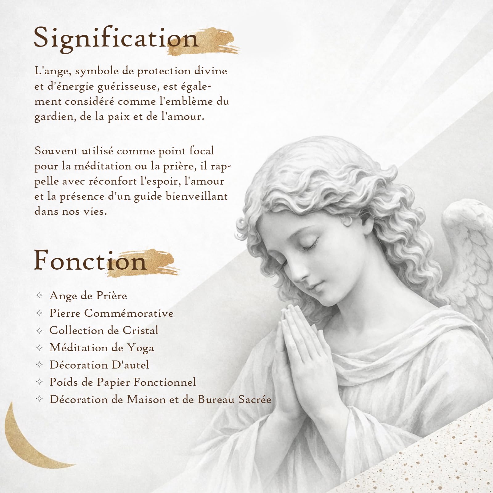 mookaitedecor Figurine d'ange Gardien en Pierre de Cristal de 7cm avec des Ailes en Forme de Coeur, Décoration de Maison d'ange sculptée à la Main pour Protection et Bonne Chance, Fluorine