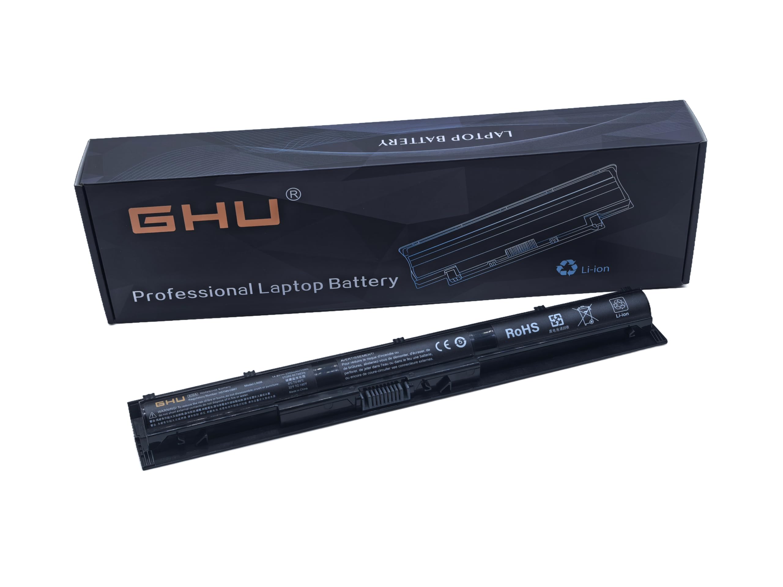 GHU New Battery Replacement 33Wh for KI04 HSTNN-LB6S HSTNN-LB6T 800049-001 K104 Compatible with HP Pavilion 14-ab 15-ab 17-g000 220 2200mAh 4 Cell