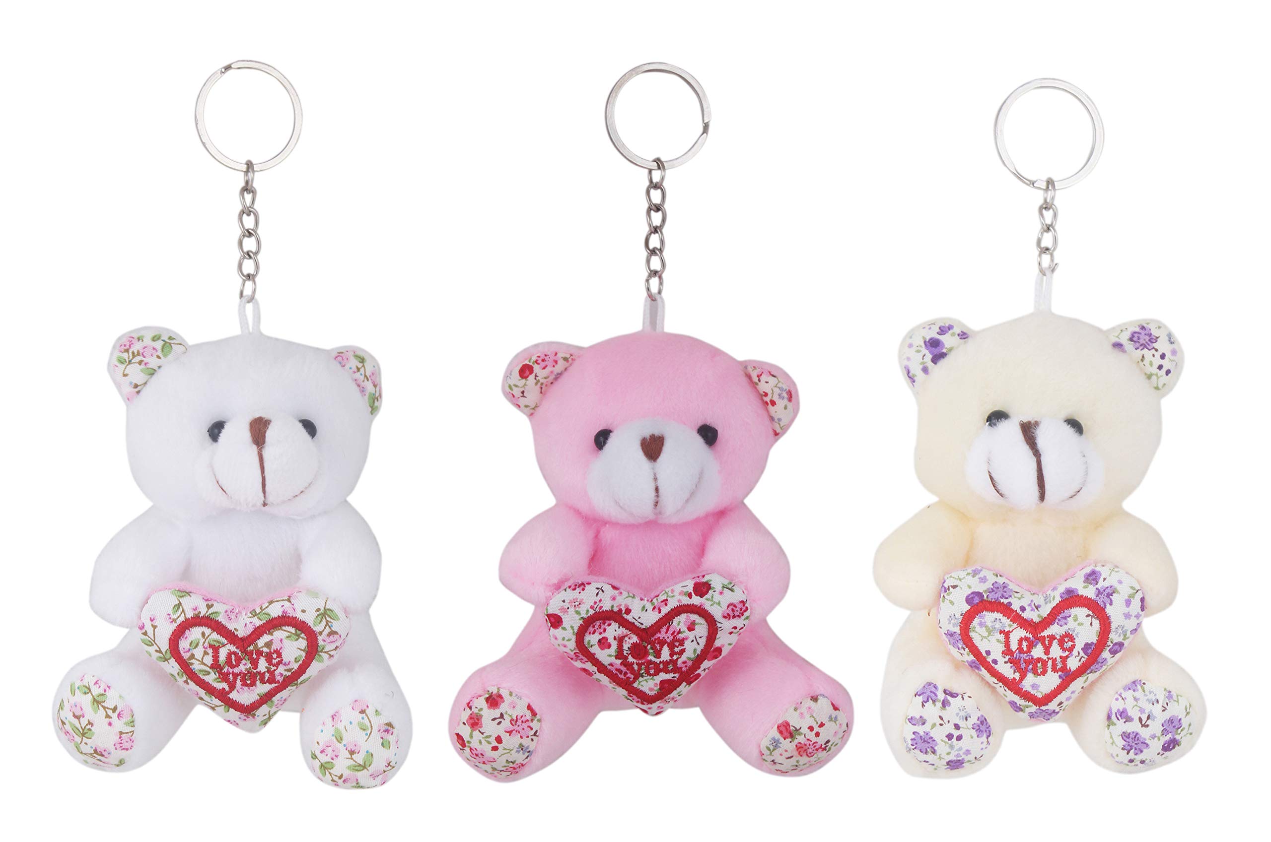 Tickles Cute Plush Teddy Bear Love Keychain (Combo Set 3) Toy