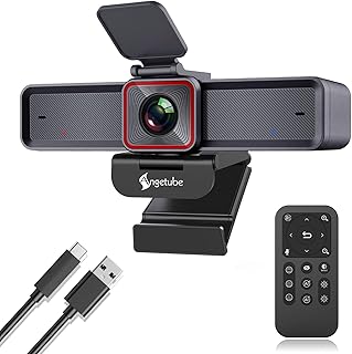 Angetube 4K Webcam with AI Tracking,Remote Control 4K Web Camera/10X Digital Zoom 1080P 60fps Web cam with USB 3.0 HDR/Dual Noise Cancelling Microphones for Video Calls/Meetings/Streaming/Skype/Zoom