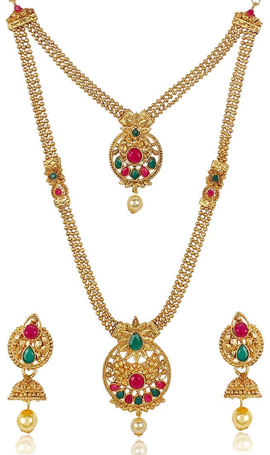 Shining Diva Fashion Latest Long Design Necklace Set for Women Wedding Traditional Gold Plated Jewellery Set for Women (rrsd10259s) (B07P9ZPM6K) Amazon Price History, Amazon Price Tracker
