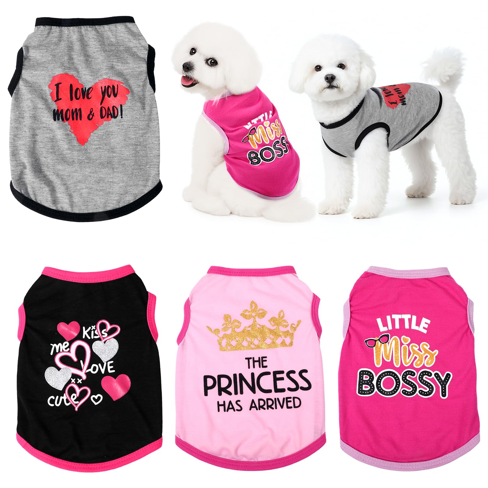 Ropa para Perros Pequeños Paquetes Ropa de Perro para Niñas Ropa y  Accesorios de Verano Camisetas Sin Mangas para Mascotas Impresas Lindas  para