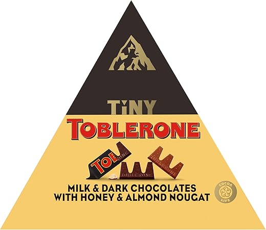 Toblerone Tiny Swiss Chocolate Gift Set, Dark Chocolate, Milk Chocolate Candy Bars with Honey & Almond Nougat, Christmas Chocolate Gift Stocking Stuffers, 7.05 oz (25 Pieces)
