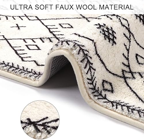 Miniatura 2 de Uphome Alfombra de baño de 18 x 47 pulgadas de largo, estilo bohemio, antideslizante, marroquí, mejorada, color negro, alfombra de baño de