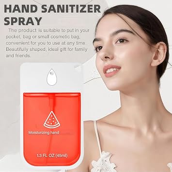2PCS Mist Hydrating Hand Sanit/izer Spray,Hand Sani/tizer Spray,Refreshing Hydrating Sani/tizer,Power Mist Han/d Sanit/iser,Portable Travel Size(Strawberry flavor + watermelon flavor)