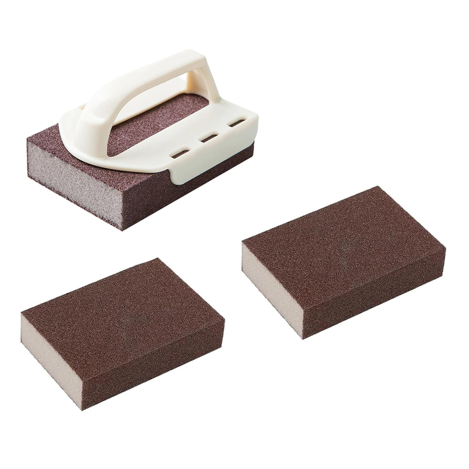 Replaceable Handle Scouring Sponge for Pots and Pans with Sandpaper Pad Ergonomic Grip Kitchen Scrubber Replaceable Handle Scourer