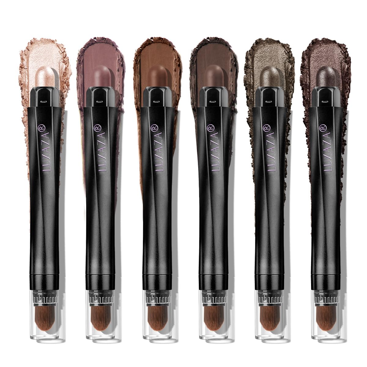 LUXAZA PRO Neutraler Lidschattenstift Make-up 6-teiliges Set, Dunkelgrauer Schimmernder Matter Creme-Lidschatten für Smoky Eyes, Aufhellungsstift, Buntstift – A3 Smoky Rose Taupe