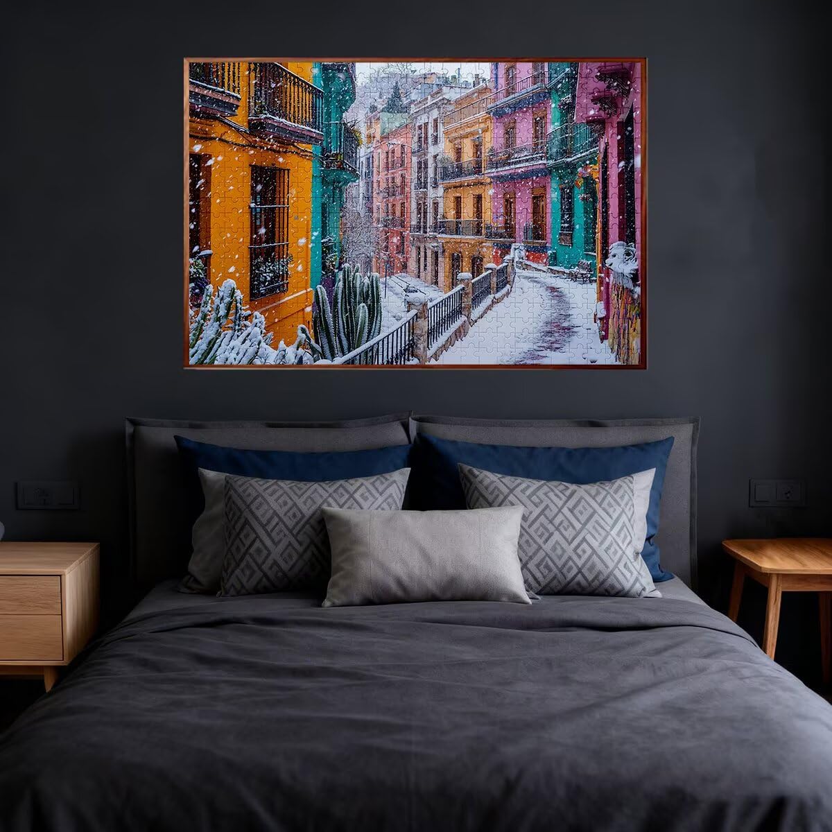 Puzzle 1500 elementów Dorośli Zima, Puzzle Kawałki Miasta, Niemożliwe Puzzle z wykwintnym pudełkiem do pakowania, klasyczne drewniane puzzle gry edukacyjne na prezent dla kobiet, dekoracja domu -2258