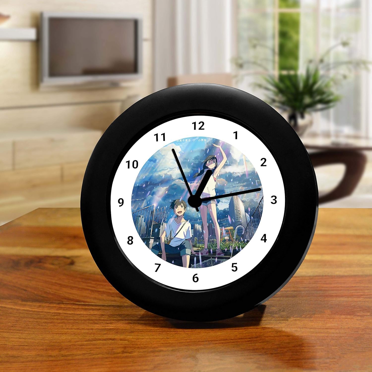 Epic StuffAnime Tenki No Ko (Weathering with You) Design Table Clocks New Decorative Desk Table Clock for Home, Office, Living Room, Bed Room | Best Gift for Anime Lover